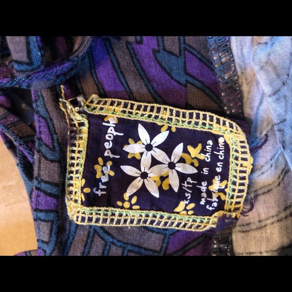 Vintage Free People Dress size Small purple green gold full skirt twirly - Picture 5 of 9